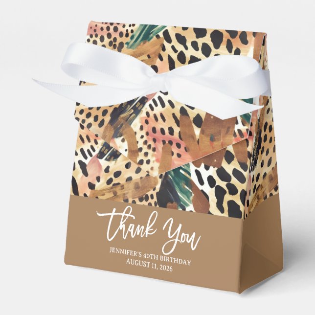 Safari Animals' Fur Prints Patterns Colourful Brow Favour Box (Front Side)