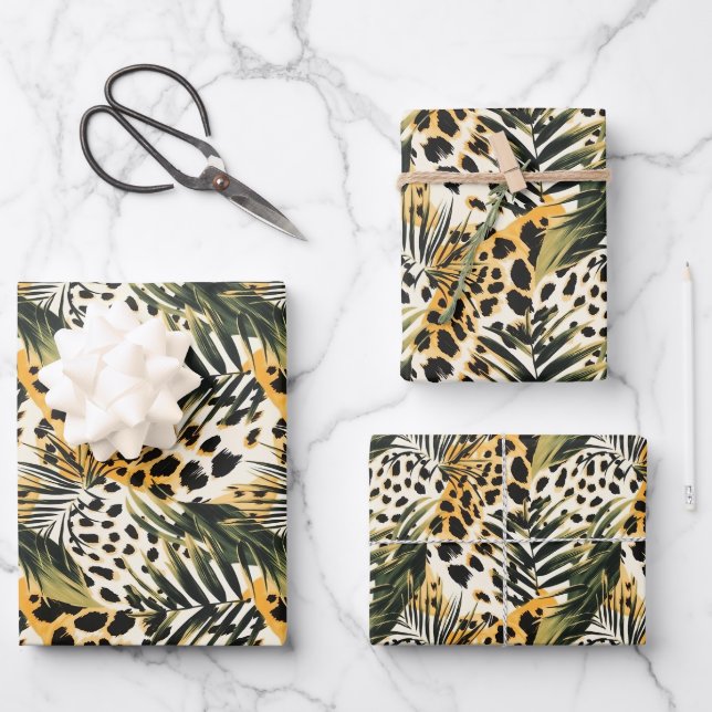 Safari Animals' Fur Prints Patterns Exotic Boho Wrapping Paper Sheet (Front)