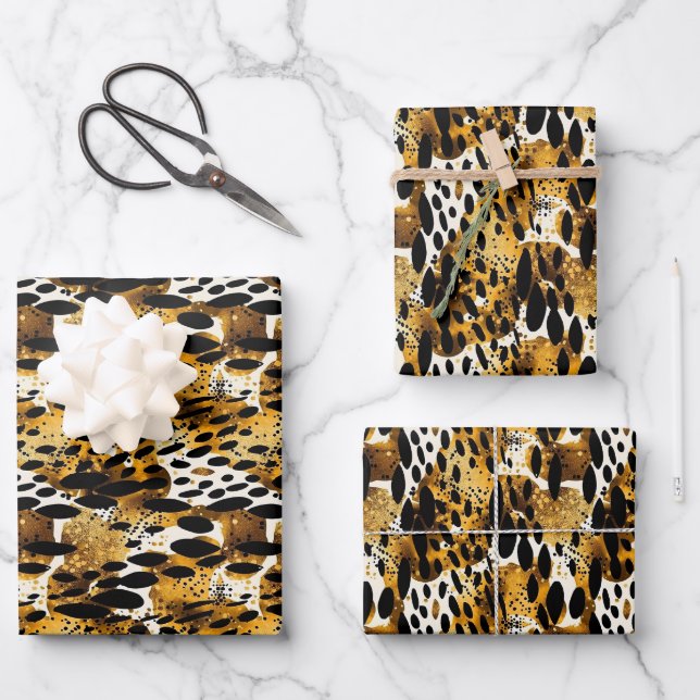 Safari Animals' Fur Prints Patterns Exotic Modern Wrapping Paper Sheet (Front)