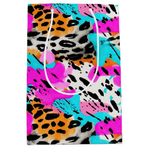 Safari Animals Fur Prints Patterns Neon Colorful Medium Gift Bag