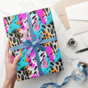 Safari Animals Fur Prints Patterns Neon Colourful Wrapping Paper