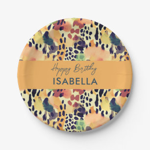 Safari Animals' Fur Prints Patterns Sunset Colours Paper Plate