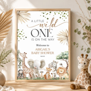 Safari Animals Gender Neutral Baby Shower Welcome  Poster