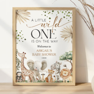 Safari Animals Gender Neutral Baby Shower Welcome  Poster