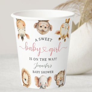 Safari Animals Girl Baby Shower Tropical Jungle Paper Cups