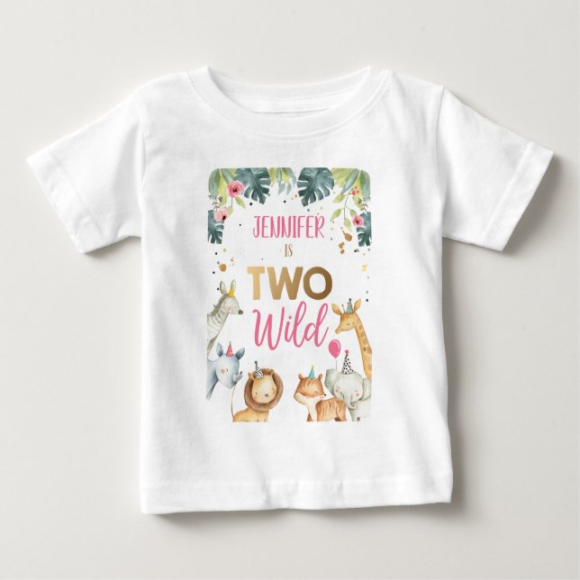 Safari Animals Girl Birthday T-Shirt Wild Child (Front)