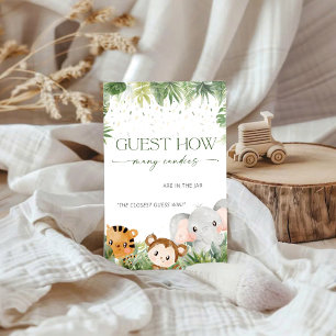 Safari Animals Guess How Many Candies Game Card