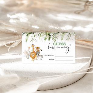 Safari animals guess how many enclosure card