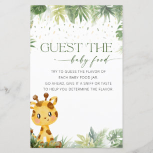 Safari Animals Guess the Baby Food Game Card