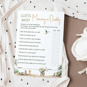 Safari Animals Guess Who Mummy Or Daddy Card