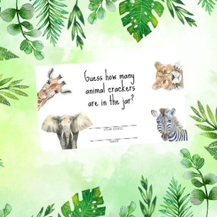 Safari animals - how many animal crackers game enclosure card