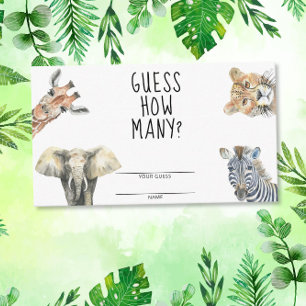 Safari animals - how many game enclosure card
