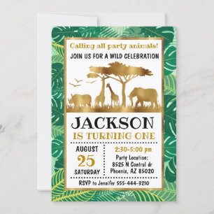 Safari animals invitation, Jungle birthday Invitation