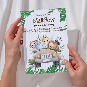 Safari Animals Jungle Birthday Party Invitation