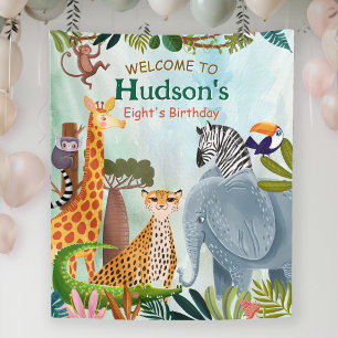 Safari animals jungle birthday watercolor kid tapestry