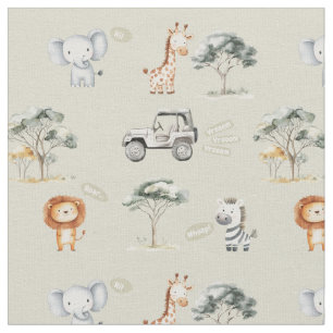 Safari animals jungle nursery kids wildlife  fabric