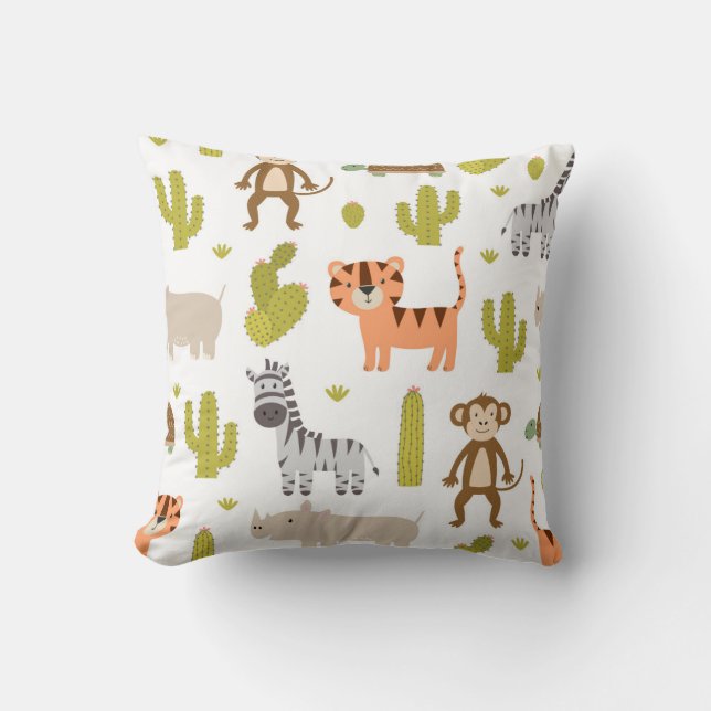 Safari animals Jungle Wild Nursery decor Cushion (Front)