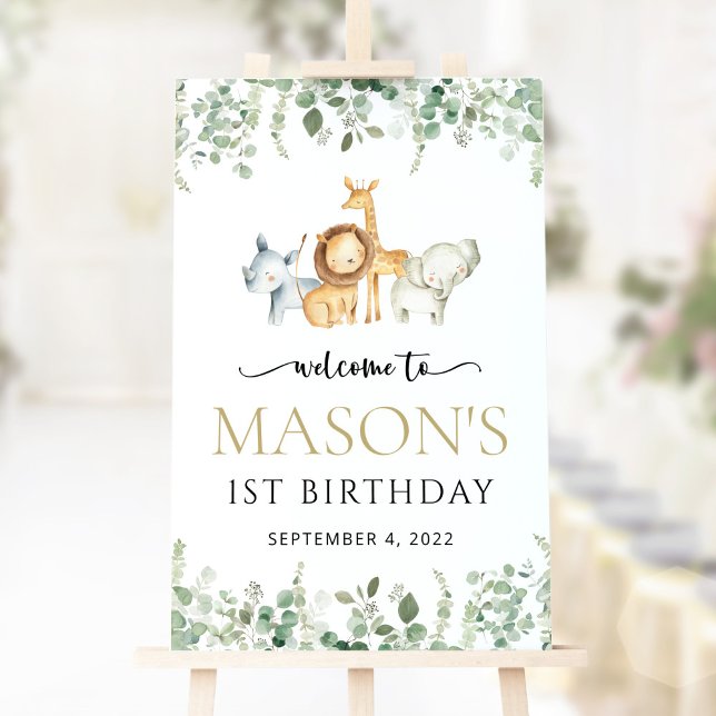 Safari Animals, Jungle, Wild One, Birthday Welcome Poster (Creator Uploaded)