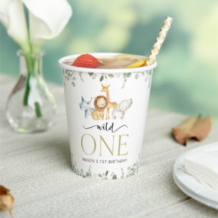 Safari Animals, Jungle, Wild One, First Birthday Paper Cups