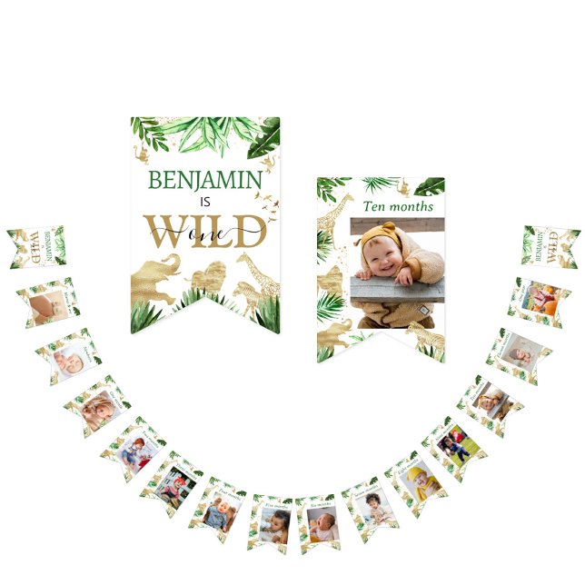Safari Animals Jungle Wild One Happy Birthday  Bunting (Creator Uploaded)