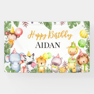 Safari Animals Kids Birthday Party Banner