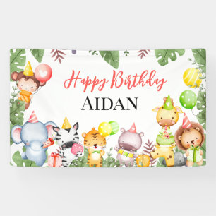 Safari Animals Kids Birthday Party Banner