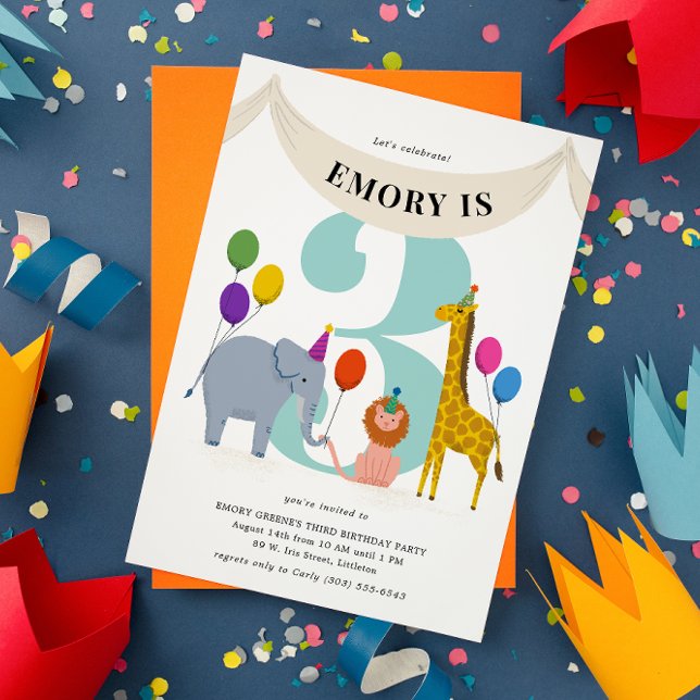 Safari Animals Kids Birthday Party Invitation (Creator Uploaded)