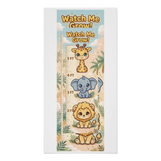 Safari Animals Kids Growth Chart — Watch Me Grow!