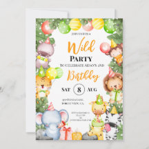 Safari Animals Kids Party Invitation