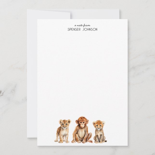 Safari Animals Kid's Personalised  Card (Front)