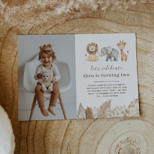 Safari Animals Landscape Photo Invitation