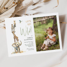 Safari Animals "Let's Get Wild" Photo Birthday 