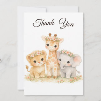 Safari Animals Lion Giraffe Elephant Pink Girl Invitation