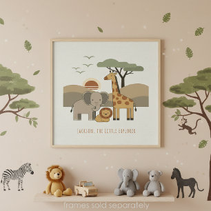 Safari Animals Little Explorer Personalised ID1267 Poster