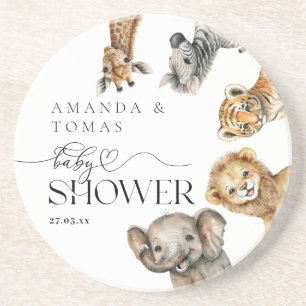 Safari Animals Modern Baby Shower Coaster