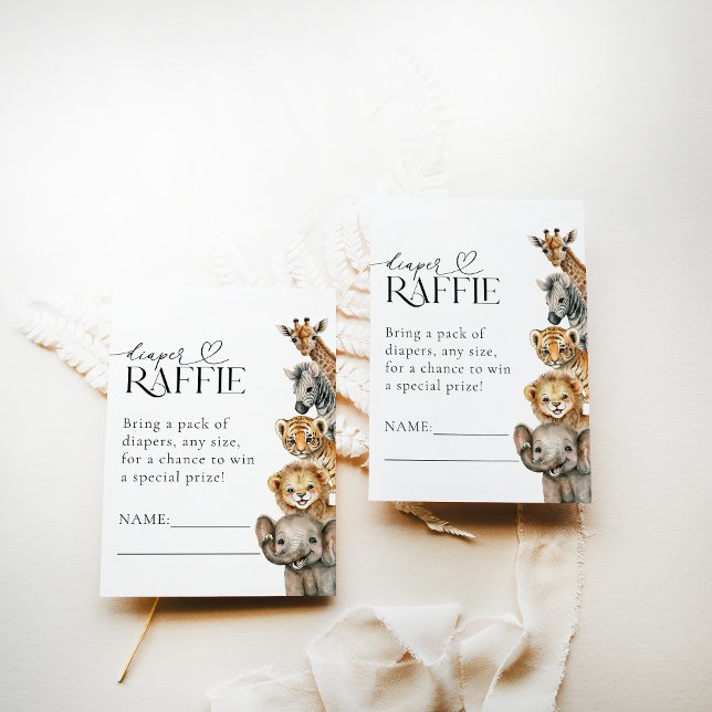 Safari Animals Modern Baby Shower Diaper Enclosure Card (Creator Uploaded)