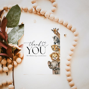 Safari Animals Modern Baby Shower Thank You Card