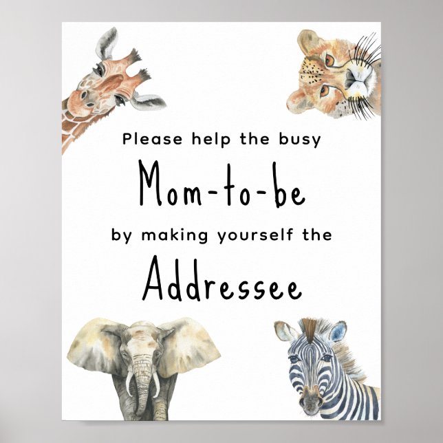 Safari animals - Mum to be addressee Poster (Front)