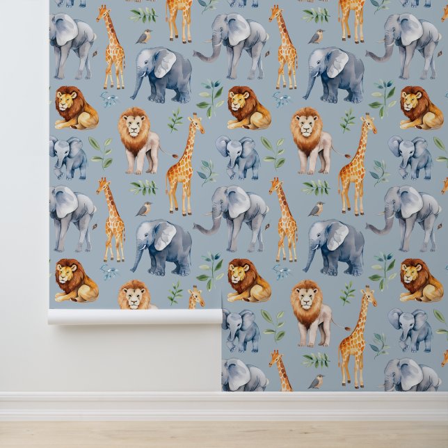 Safari Animals Nursery Child's room Wallpaper (Application)