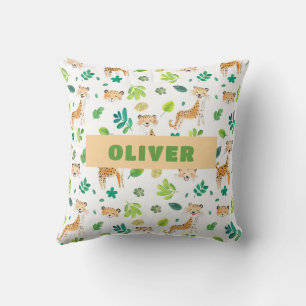 Safari Animals Nursery Room Cute Wildlife Pattern Cushion