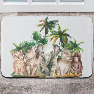 Safari Animals Palm Trees Bath Mat
