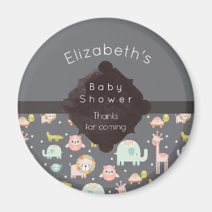 Safari Animals Pattern Nursery Art Baby Shower Magnet