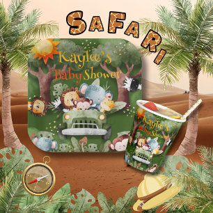 Safari Animals Personalized Baby Shower Paper Plate