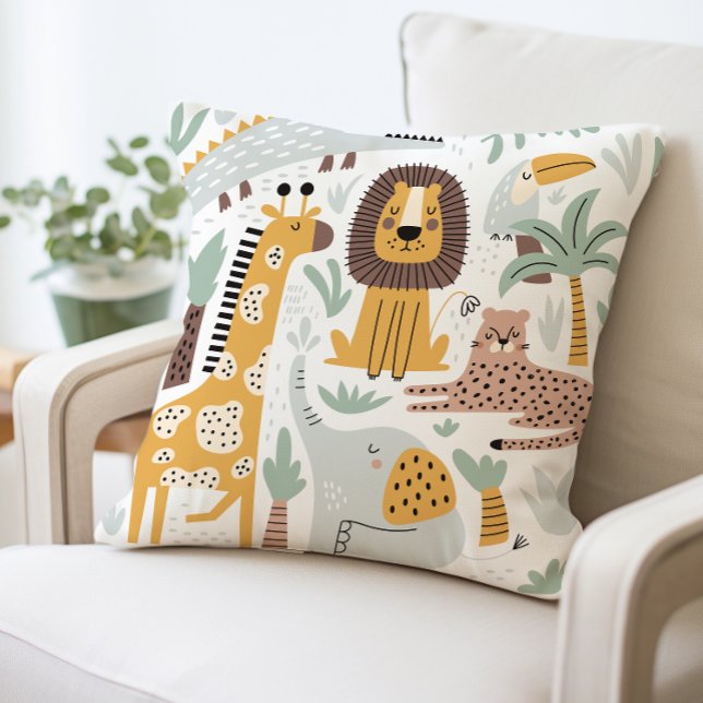 Safari Animals Pillow, Cute Jungle Animals Cushion (Creator Uploaded)