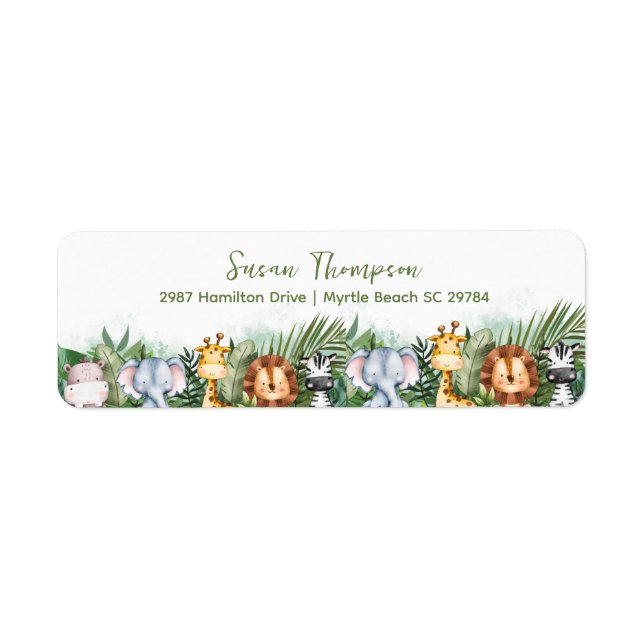 Safari Animals  Return Address Label (Front)