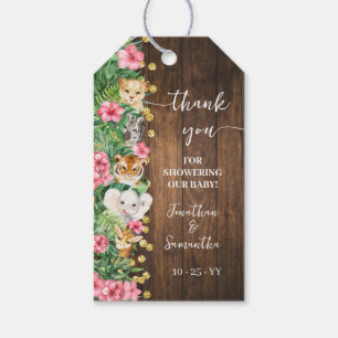 Safari Animals Rustic Pink Baby Shower Favor Tag