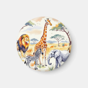 Safari Animals Seamless Pattern Savanna Scene Magnet
