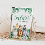 Safari Animals Snacks Sign | Wild ONE Birthday<br><div class="desc">Display our Safari Animals Snacks Sign at your Wild ONE Birthday party or safari-themed event. With its adorable jungle animals and tropical jungle leaves design, this sign adds a touch of safari charm to your snack table. Let your guests know what delicious treats await them with this eye-catching sign. Perfect...</div>