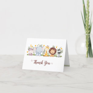 Safari Animals Thank You Cards Jungle Baby Shower