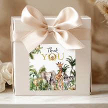 Safari Animals Thank You Favour Sticker